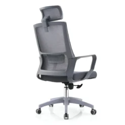 Set 2 Sedie da Ufficio Grigio Schienale Traspirante Poggiatesta Regolabile