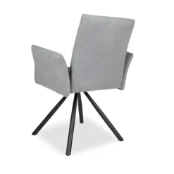 Set 2 Sedie Girevoli in Tessuto Grigio con Gambe in Metallo Nero