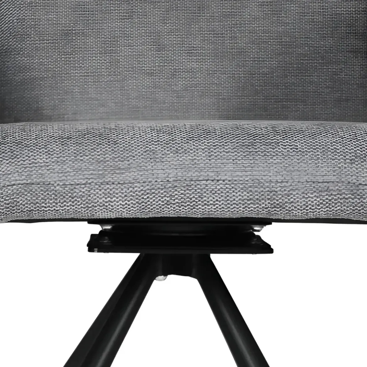 Set 2 Sedie Girevoli in Tessuto Grigio con Gambe in Metallo Nero