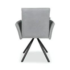 Set 2 Sedie Girevoli in Tessuto Grigio con Gambe in Metallo Nero