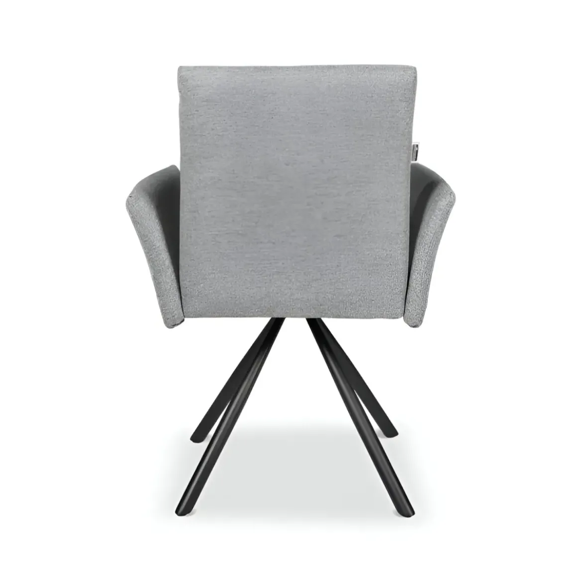 Set 2 Sedie Girevoli in Tessuto Grigio con Gambe in Metallo Nero