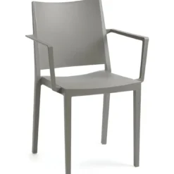 Set 4 Sedie Grigio Poltrone da Giardino in Polipropilene Grigia