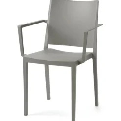 Set 4 Sedie Grigio Poltrone da Giardino in Polipropilene Grigia