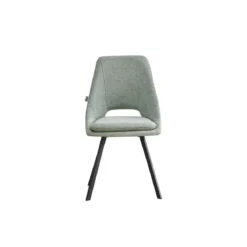 Set 2 Sedie Imbottite da Interno in Tessuto Verde Gambe in Metallo Nero