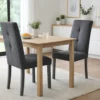 Set 2 Sedie Imbottite in Legno Grigio con Seduta in Tessuto Grigio