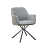 Set 2 Sedie Imbottite in Tessuto Grigio Retro in Ecopelle Gambe Nere