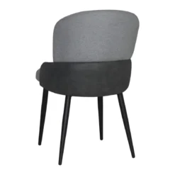 Set 2 Sedie Imbottite Tessuto Grigio e Antracite Gambe Metallo Nero