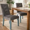 Set 2 Sedie Imbottite Velluto Grigio 3 Bottoni da Interno 47x46x101 cm