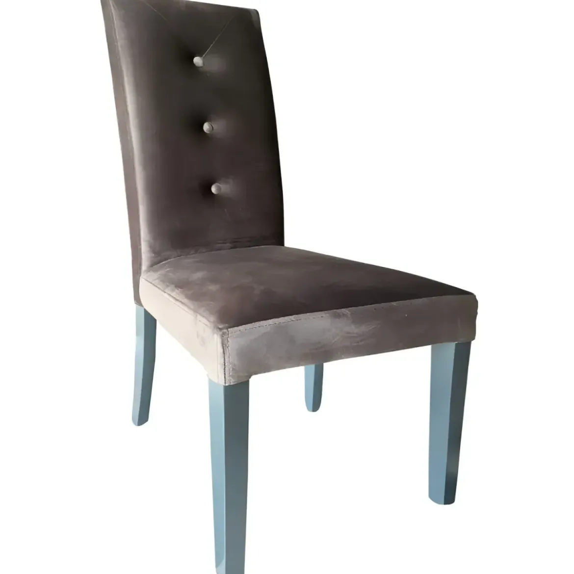 Set 2 Sedie Imbottite Velluto Grigio 3 Bottoni da Interno 47x46x101 cm