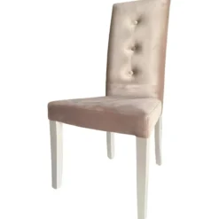 Set 2 Sedie Imbottite Velluto Tortora 3 Bottoni da Interno 47x46x101 cm