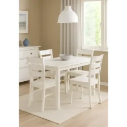 Set 2 Sedie in Legno Bianco da Interno con Schienale Alto
