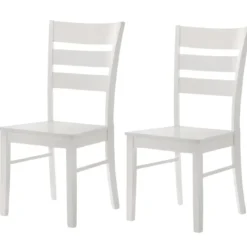 Set 2 Sedie in Legno Bianco da Interno con Schienale Alto