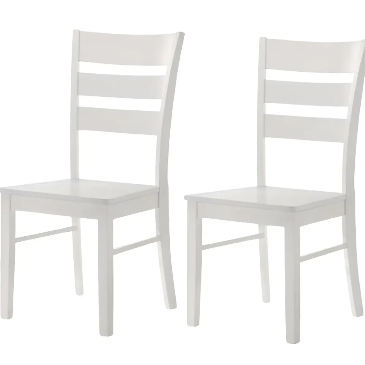 Set 2 Sedie in Legno Bianco da Interno con Schienale Alto