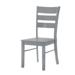 Set 2 Sedie in Legno Grigio da Interno con Schienale Alto