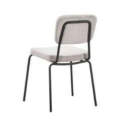 Set 4 Sedie in Tessuto Beige 44x55x83 cm Struttura Metallo Nero