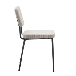 Set 4 Sedie in Tessuto Beige 44x55x83 cm Struttura Metallo Nero