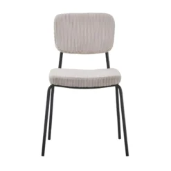 Set 4 Sedie in Tessuto Beige 44x55x83 cm Struttura Metallo Nero