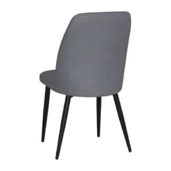 Set 4 Sedie in Tessuto Grigio Eleganti da Pranzo Imbottite Gambe Nere