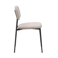 Set 4 Sedie in Vellutino Beige 44x49x78 cm Struttura in Metallo Nero