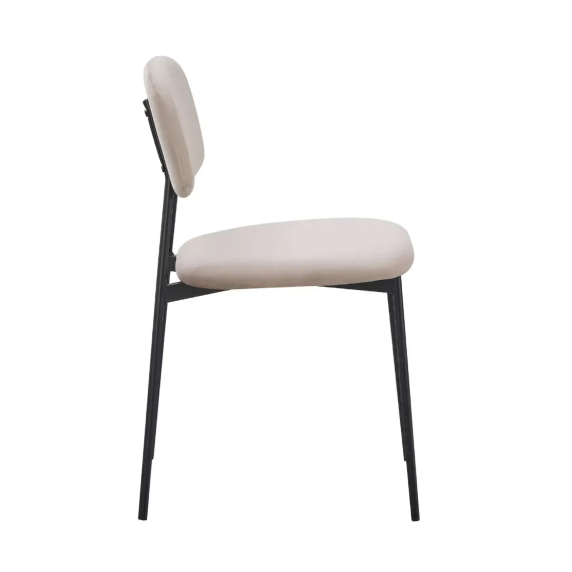 Set 4 Sedie in Vellutino Beige 44x49x78 cm Struttura in Metallo Nero