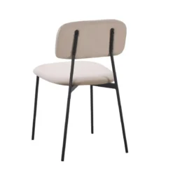Set 4 Sedie in Vellutino Beige 44x49x78 cm Struttura in Metallo Nero
