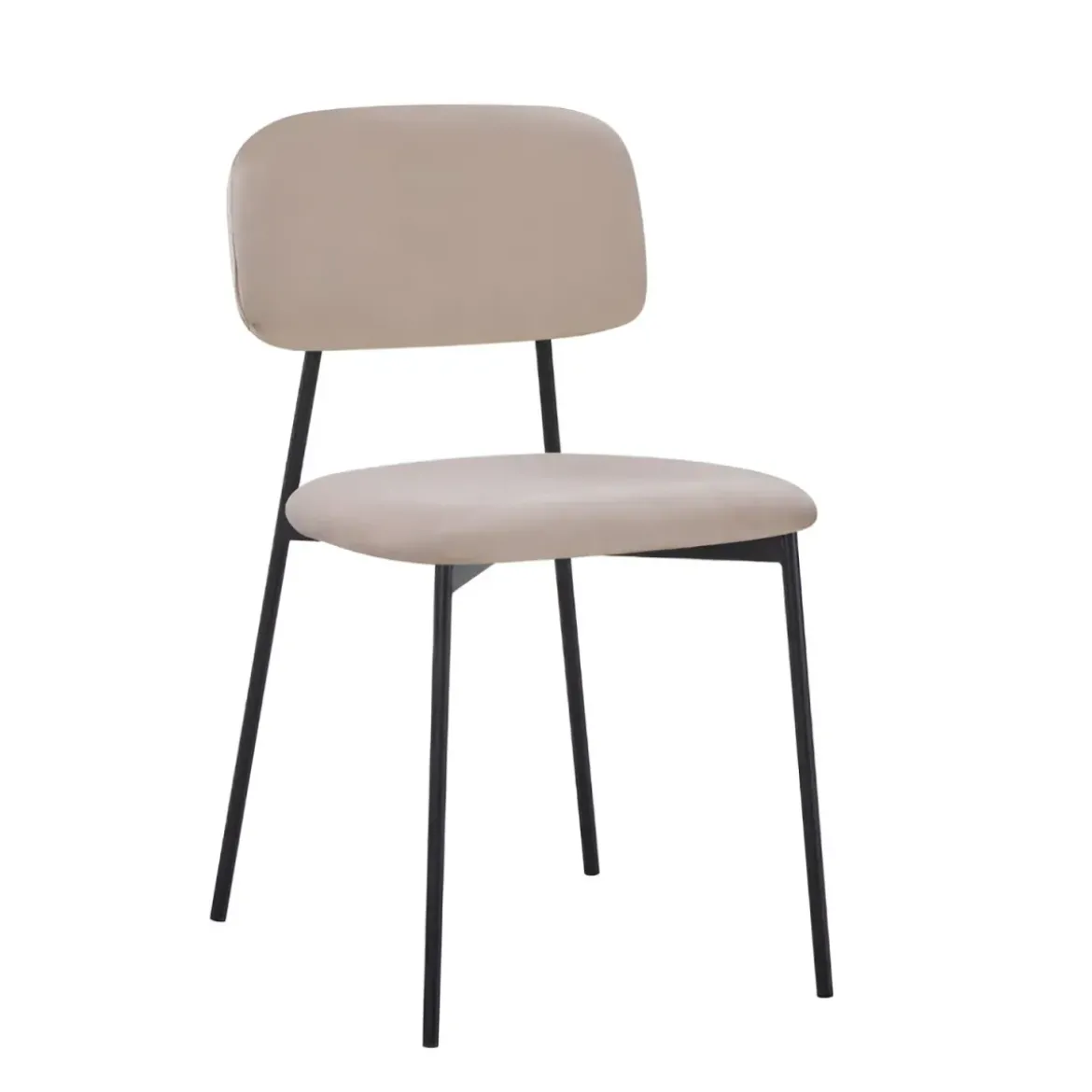 Set 4 Sedie in Vellutino Beige 44x49x78 cm Struttura in Metallo Nero