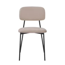 Set 4 Sedie in Vellutino Beige 44x49x78 cm Struttura in Metallo Nero