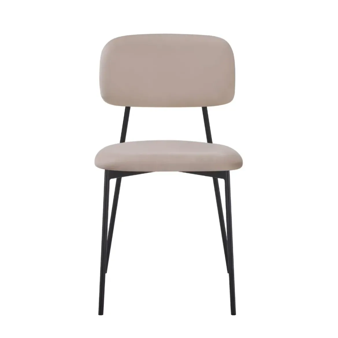 Set 4 Sedie in Vellutino Beige 44x49x78 cm Struttura in Metallo Nero
