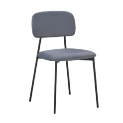 Set 4 Sedie in Vellutino Grigio 44x49x78 cm Struttura in Metallo Nero