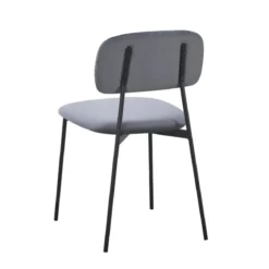 Set 4 Sedie in Vellutino Grigio 44x49x78 cm Struttura in Metallo Nero