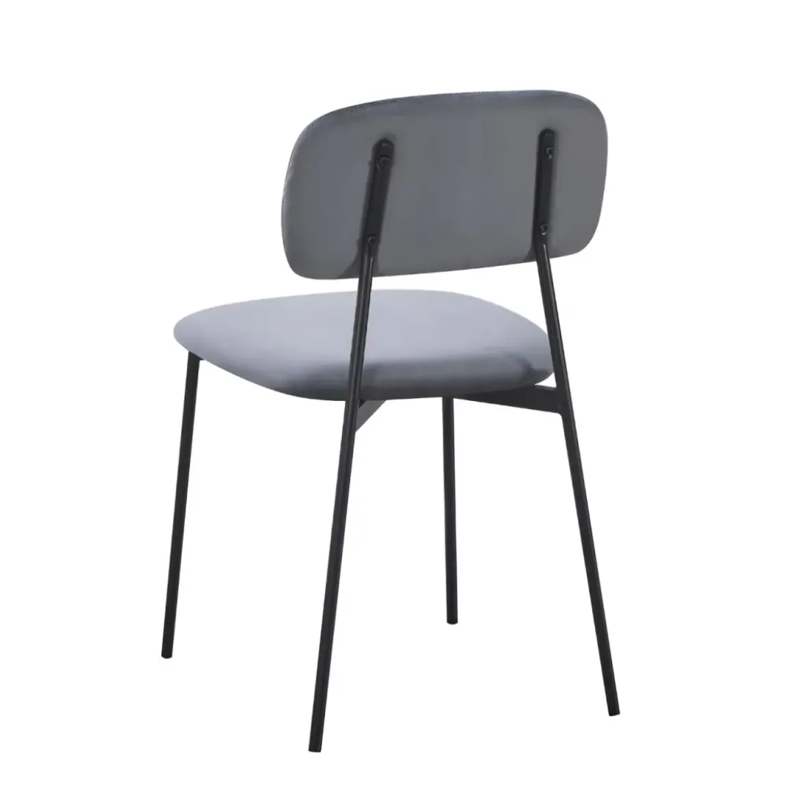 Set 4 Sedie in Vellutino Grigio 44x49x78 cm Struttura in Metallo Nero