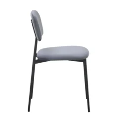 Set 4 Sedie in Vellutino Grigio 44x49x78 cm Struttura in Metallo Nero