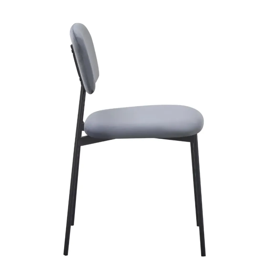Set 4 Sedie in Vellutino Grigio 44x49x78 cm Struttura in Metallo Nero