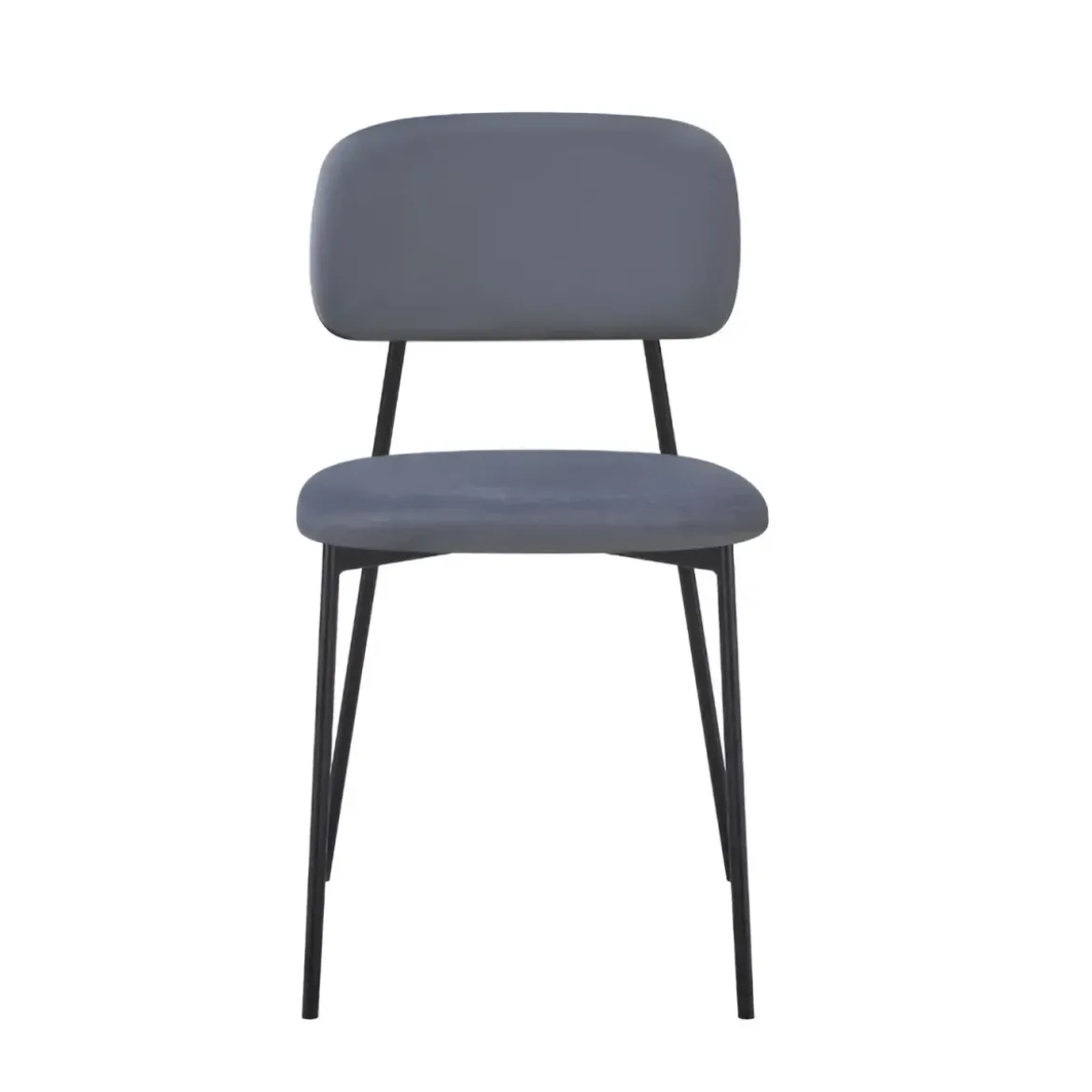 Set 4 Sedie in Vellutino Grigio 44x49x78 cm Struttura in Metallo Nero
