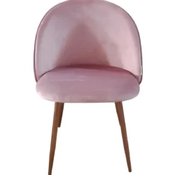 Set 4 Sedie in Velluto Rosa 47x57x78 cm Gambe in Metallo Oro