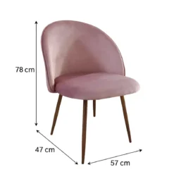Set 4 Sedie in Velluto Rosa 47x57x78 cm Gambe in Metallo Oro