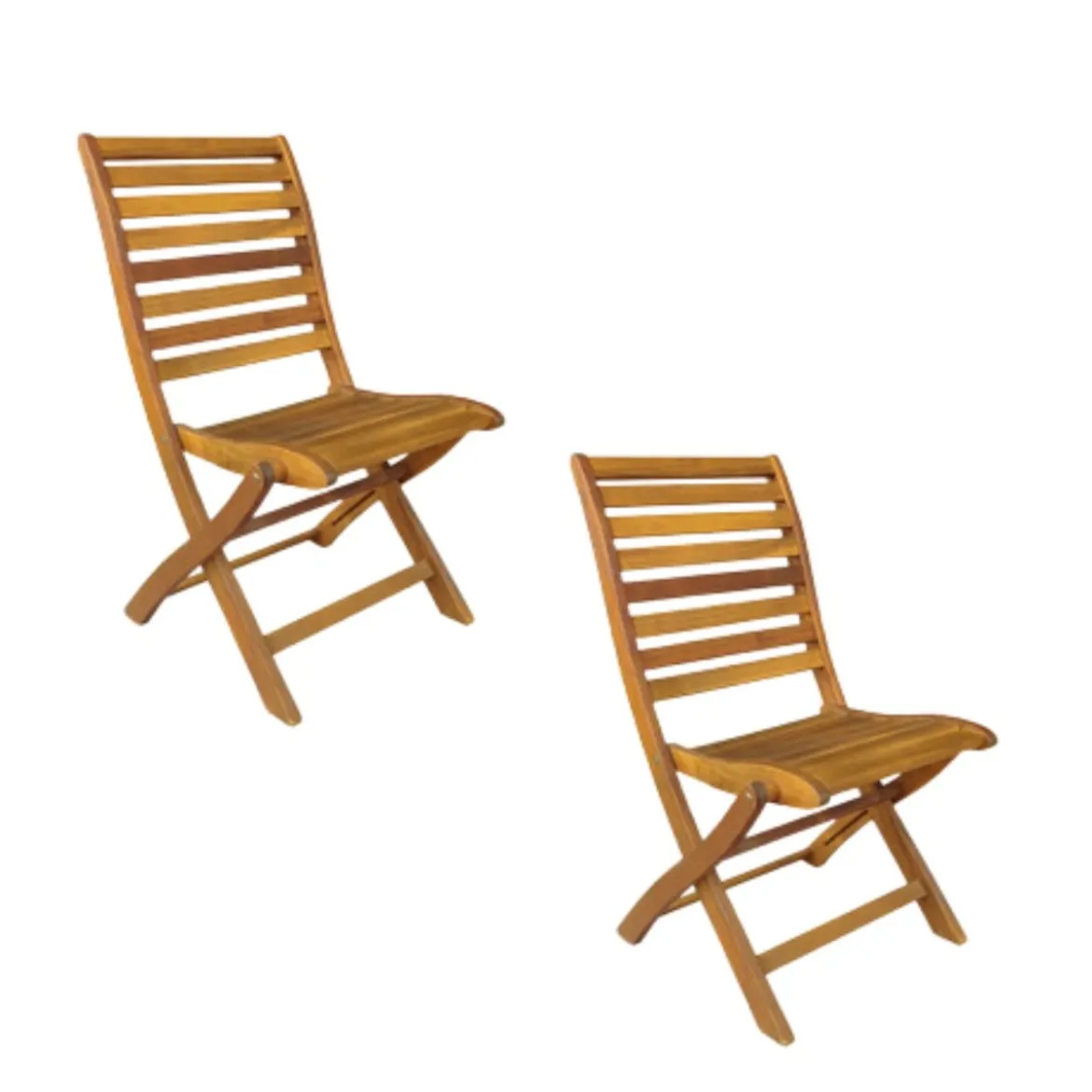 Set 2 Sedie Pieghevoli in Legno Senza Braccioli
