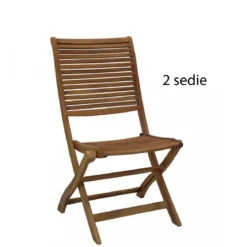 Set 2 Sedie Poltrona Salvaspazio da Giardino Pieghevole in Legno Acacia