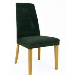 Set 2 Sedie Seduta in Tessuto Verde Gambe Legno Rovere 46x47x100,5 cm