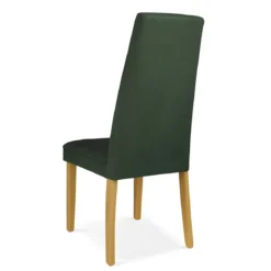 Set 2 Sedie Seduta in Tessuto Verde Gambe Legno Rovere 46x47x100,5 cm