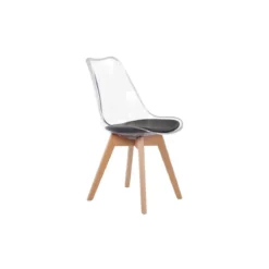 Set 4 Sedie Trasparente Imbottita con gambe in Legno