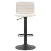 Set 2 Sgabelli Bar Regolabili Metallo Nero Tessuto Beige Poggiapiedi
