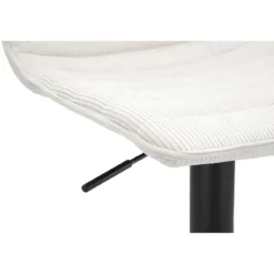 Set 2 Sgabelli Bar Regolabili Metallo Nero Tessuto Beige Poggiapiedi