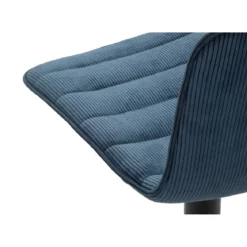 Set 2 Sgabelli Bar Regolabili Metallo Nero Tessuto Blu Poggiapiedi