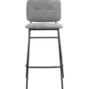 Set 2 Sgabelli con Schienale Velluto Grigio Sedie da Bar Gambe Metallo