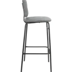 Set 2 Sgabelli con Schienale Velluto Grigio Sedie da Bar Gambe Metallo