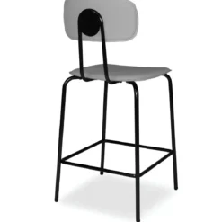 Set 2 Sgabelli Cucina Penisola Ecopelle Grigio Effetto Cuoio Schienale