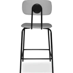 Set 2 Sgabelli Cucina Penisola Ecopelle Grigio Effetto Cuoio Schienale