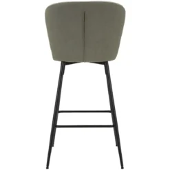 Set 2 Sgabelli da Bar Imbottiti Tessuto Verde Struttura Metallo Nero