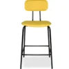 Set 2 Sgabelli da Bar per Cucina Penisola Ecopelle Giallo Effetto Cuoio